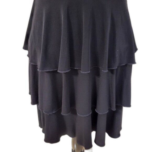 Black Ruffled Peplum V-Neck Mini Dress - Picture 3 of 11